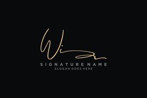 Initial WI Letter Signature Logo Template elegant design logo Sign Symbol template vector icon