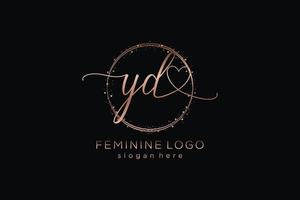 Initial YD handwriting logo with circle template vector logo of initial wedding, fashion, floral and botanical with creative template.