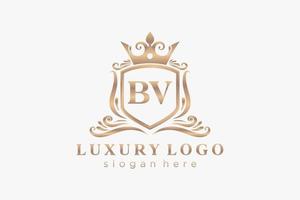 Initial BV Letter Royal Luxury Logo template in vector art for Restaurant, Royalty, Boutique, Cafe, Hotel, Heraldic, Jewelry, Fashion and other vector illustration.