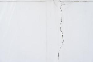 house broken. concrete crack. Water damage building interior. large crack white concrete wall photo