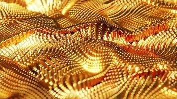Animated wave moving structure of gold cubes. Infinitely looped animation. video
