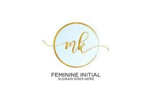 Initial MK handwriting logo with circle template vector signature, wedding, fashion, floral and botanical with creative template.