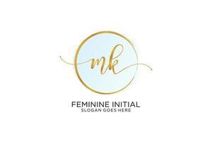 Initial MK handwriting logo with circle template vector signature, wedding, fashion, floral and botanical with creative template.