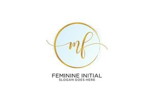 Initial MF handwriting logo with circle template vector signature, wedding, fashion, floral and botanical with creative template.