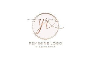 Initial YR handwriting logo with circle template vector logo of initial wedding, fashion, floral and botanical with creative template.