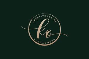 Initial KO handwriting logo with circle template vector signature, wedding, fashion, floral and botanical with creative template.