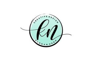 Initial KN handwriting logo with circle template vector signature, wedding, fashion, floral and botanical with creative template.