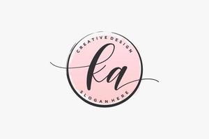 Initial KA handwriting logo with circle template vector signature, wedding, fashion, floral and botanical with creative template.