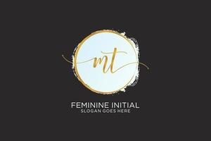 Initial MT handwriting logo with circle template vector signature, wedding, fashion, floral and botanical with creative template.