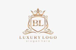 Initial BL Letter Royal Luxury Logo template in vector art for Restaurant, Royalty, Boutique, Cafe, Hotel, Heraldic, Jewelry, Fashion and other vector illustration.