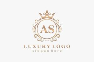 Initial AS Letter Royal Luxury Logo template in vector art for Restaurant, Royalty, Boutique, Cafe, Hotel, Heraldic, Jewelry, Fashion and other vector illustration.