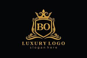 Initial BO Letter Royal Luxury Logo template in vector art for Restaurant, Royalty, Boutique, Cafe, Hotel, Heraldic, Jewelry, Fashion and other vector illustration.