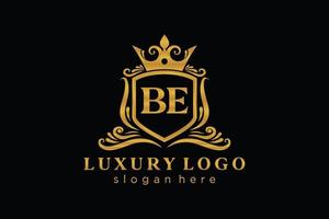 Initial BE Letter Royal Luxury Logo template in vector art for Restaurant, Royalty, Boutique, Cafe, Hotel, Heraldic, Jewelry, Fashion and other vector illustration.