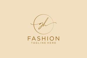 initial GH Feminine logo beauty monogram and elegant logo design, handwriting logo of initial signature, wedding, fashion, floral and botanical with creative template. vector