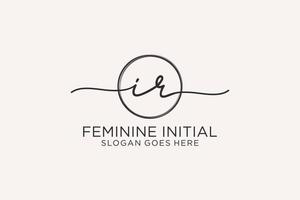 Initial IR handwriting logo with circle template vector logo of initial signature, wedding, fashion, floral and botanical with creative template.