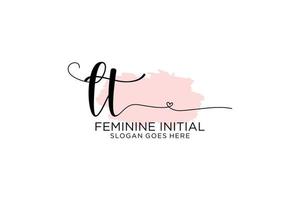 Initial LT beauty monogram and elegant logo design handwriting logo of initial signature, wedding, fashion, floral and botanical with creative template. vector