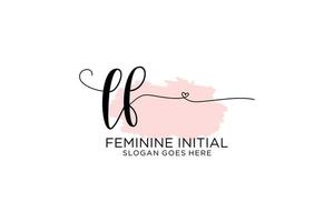 Initial LF beauty monogram and elegant logo design handwriting logo of initial signature, wedding, fashion, floral and botanical with creative template. vector