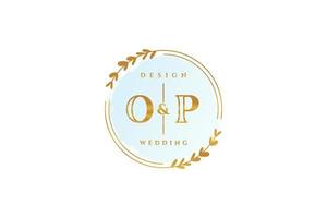 Initial OP beauty monogram and elegant logo design handwriting logo of initial signature, wedding, fashion, floral and botanical with creative template. vector