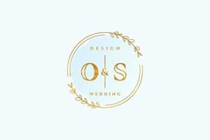 Initial OS beauty monogram and elegant logo design handwriting logo of initial signature, wedding, fashion, floral and botanical with creative template. vector