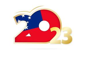 año 2023 con patrón de bandera de samoa. vector