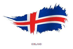 Flag of Iceland in grunge style with waving effect. vector