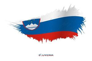 Flag of Slovenia in grunge style with waving effect. vector