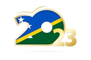 Year 2023 with Solomon Islands Flag pattern. vector