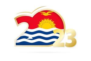 año 2023 con patrón de bandera de kiribati. vector