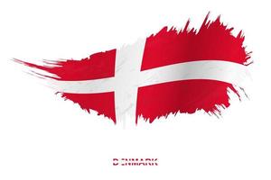 Flag of Denmark in grunge style with waving effect. vector