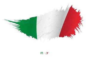 Flag of Italy in grunge style with waving effect. vector