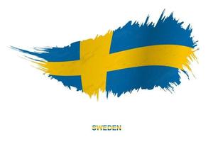 Flag of Sweden in grunge style with waving effect. vector