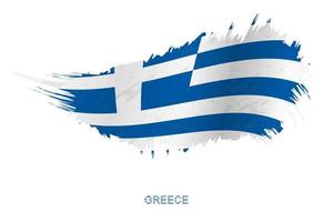 Flag of Greece in grunge style with waving effect. vector