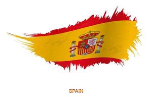 Flag of Spain in grunge style with waving effect. vector