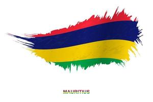 Flag of Mauritius in grunge style with waving effect. vector