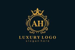 plantilla de logotipo de lujo real con letra ah inicial en arte vectorial para restaurante, realeza, boutique, cafetería, hotel, heráldica, joyería, moda y otras ilustraciones vectoriales. vector