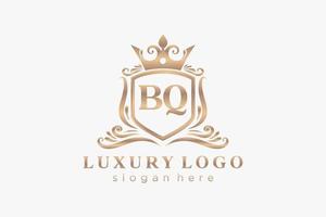 Initial BQ Letter Royal Luxury Logo template in vector art for Restaurant, Royalty, Boutique, Cafe, Hotel, Heraldic, Jewelry, Fashion and other vector illustration.