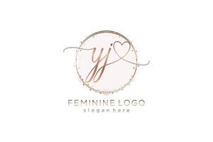 Initial YJ handwriting logo with circle template vector logo of initial wedding, fashion, floral and botanical with creative template.