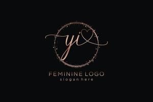 Initial YI handwriting logo with circle template vector logo of initial wedding, fashion, floral and botanical with creative template.