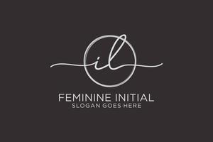 Initial IL handwriting logo with circle template vector logo of initial signature, wedding, fashion, floral and botanical with creative template.