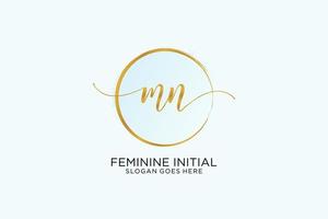 Initial MN handwriting logo with circle template vector signature, wedding, fashion, floral and botanical with creative template.