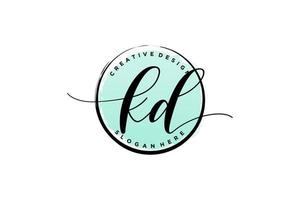 Initial KD handwriting logo with circle template vector signature, wedding, fashion, floral and botanical with creative template.