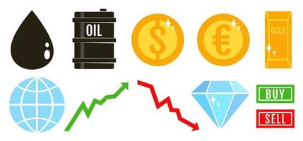 Vector set icons for stock Exchange