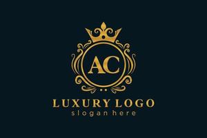 Initial AC Letter Royal Luxury Logo template in vector art for Restaurant, Royalty, Boutique, Cafe, Hotel, Heraldic, Jewelry, Fashion and other vector illustration.