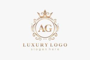 Initial AG Letter Royal Luxury Logo template in vector art for Restaurant, Royalty, Boutique, Cafe, Hotel, Heraldic, Jewelry, Fashion and other vector illustration.