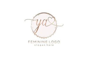 Initial YA handwriting logo with circle template vector logo of initial wedding, fashion, floral and botanical with creative template.