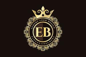 EB Initial Letter Gold calligraphic feminine floral hand drawn heraldic monogram antique vintage style luxury logo design Premium Vector