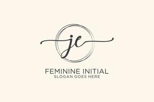 Initial JE beauty monogram and elegant logo design handwriting logo of initial signature, wedding, fashion, floral and botanical with creative template. vector