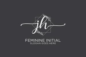 Initial JH beauty monogram and elegant logo design handwriting logo of initial signature, wedding, fashion, floral and botanical with creative template. vector