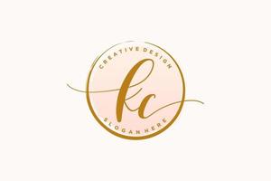 Initial KC handwriting logo with circle template vector signature, wedding, fashion, floral and botanical with creative template.