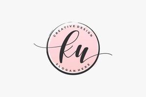 Initial KU handwriting logo with circle template vector signature, wedding, fashion, floral and botanical with creative template.